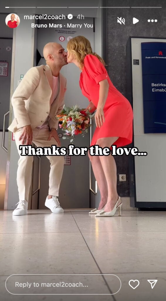 Marcel Maurer's Instagram Stories announcing marriage.